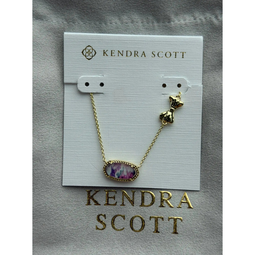 Kendra Scott purple pendant gold necklace